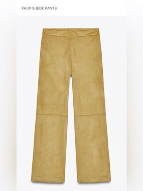 NWT Zara Mustard Suede-Look High Waist Pants